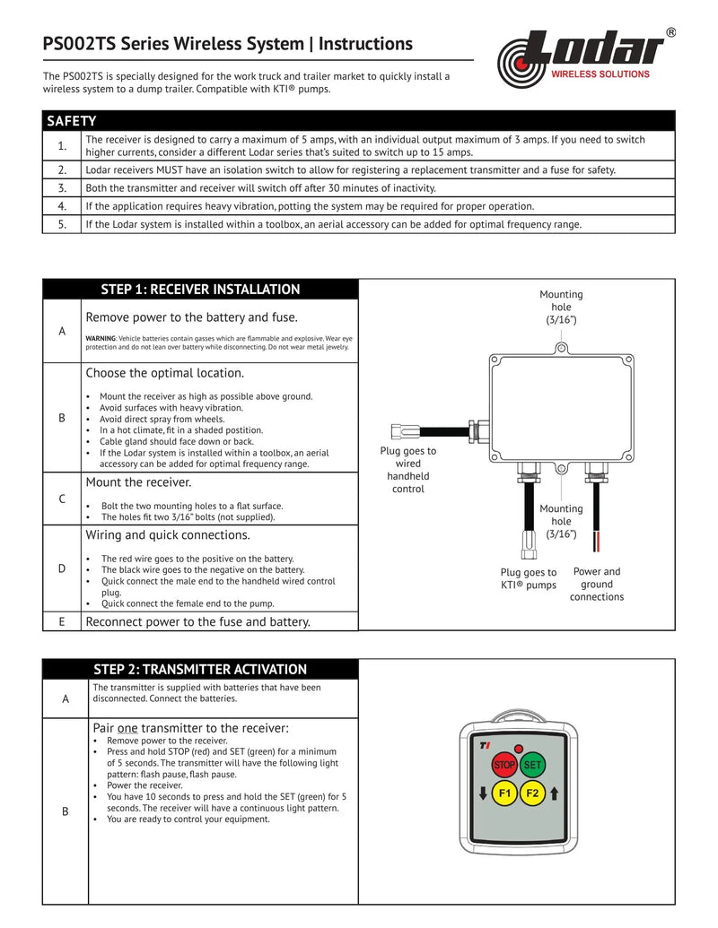 PS002TS - Wiring Instructions — Page 1
