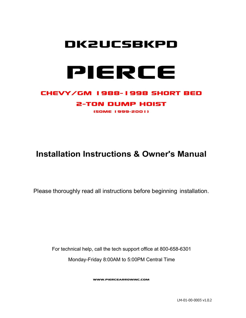 DK2UCSBKPD - CHEVY/GM 1988-1998 Short Bed Manual — Page 1