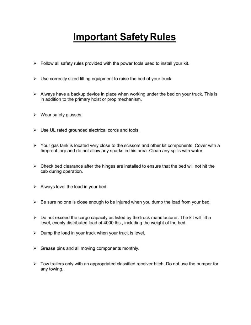 DK2UCLB99KPD - Chevy Stock Bed Dump Kit Manual — Page 6
