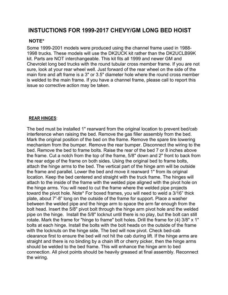 DK2UCLB99KPD - Chevy Stock Bed Dump Kit Manual — Page 8