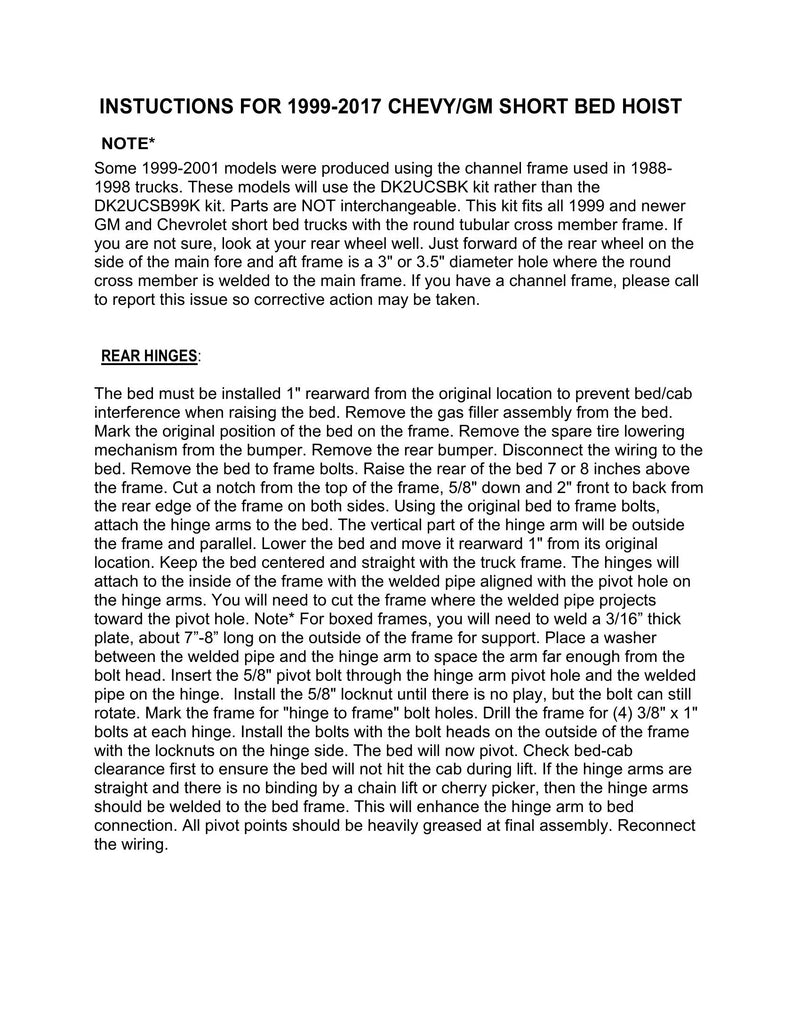 DK2UCSBK99PD - Stock Bed Dump Kit Manual — Page 8