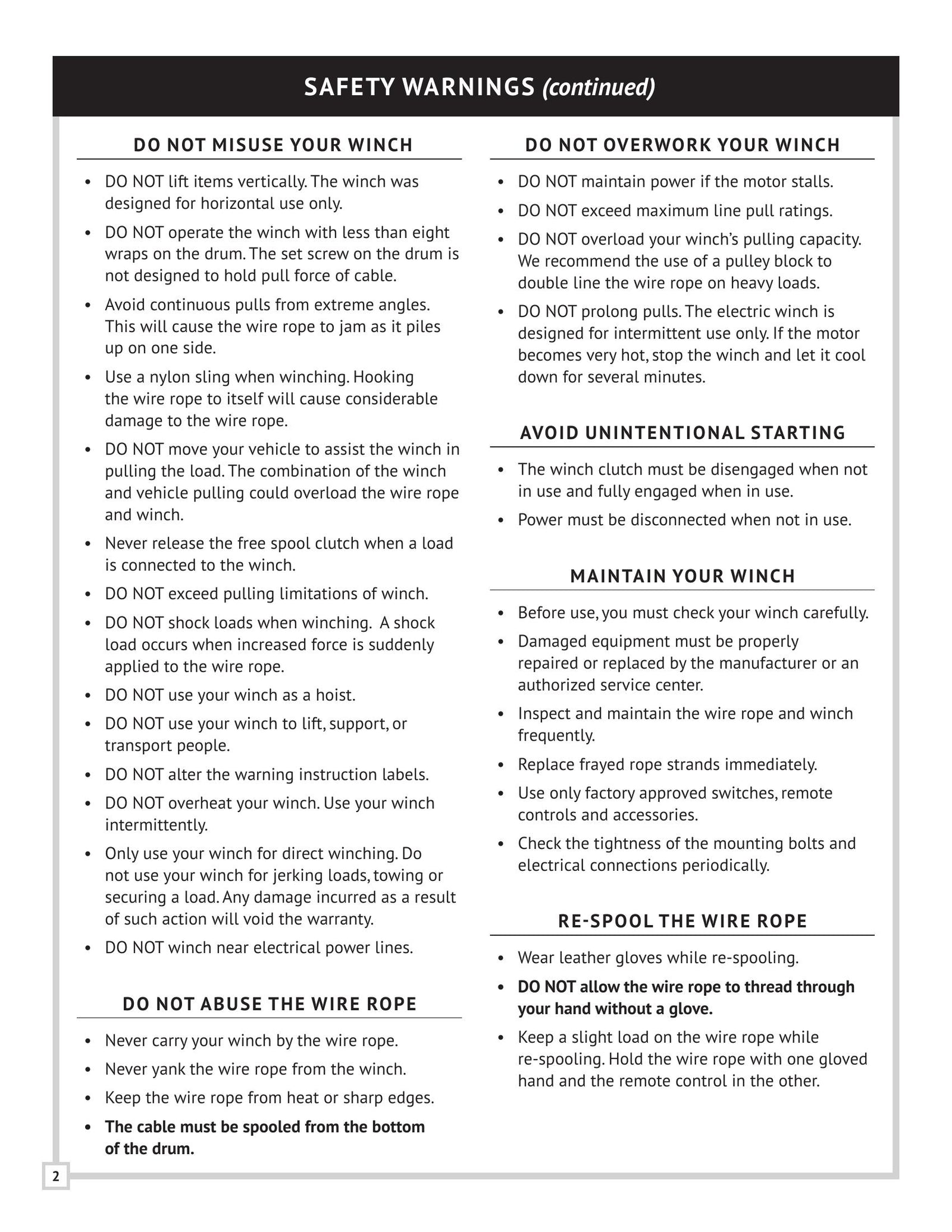 PS Series Winch Manual - Page 4