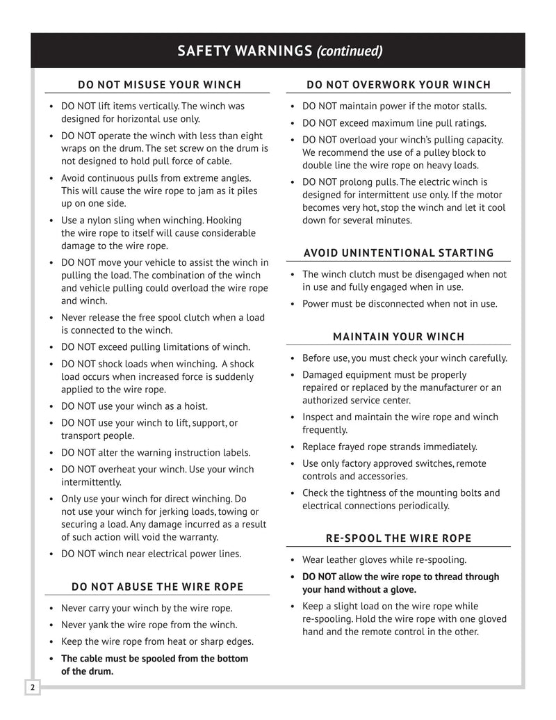 PS Series Winch Manual — Page 4