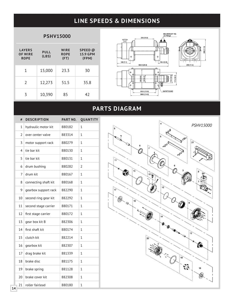PSHV Series Winch Manual — Page 14