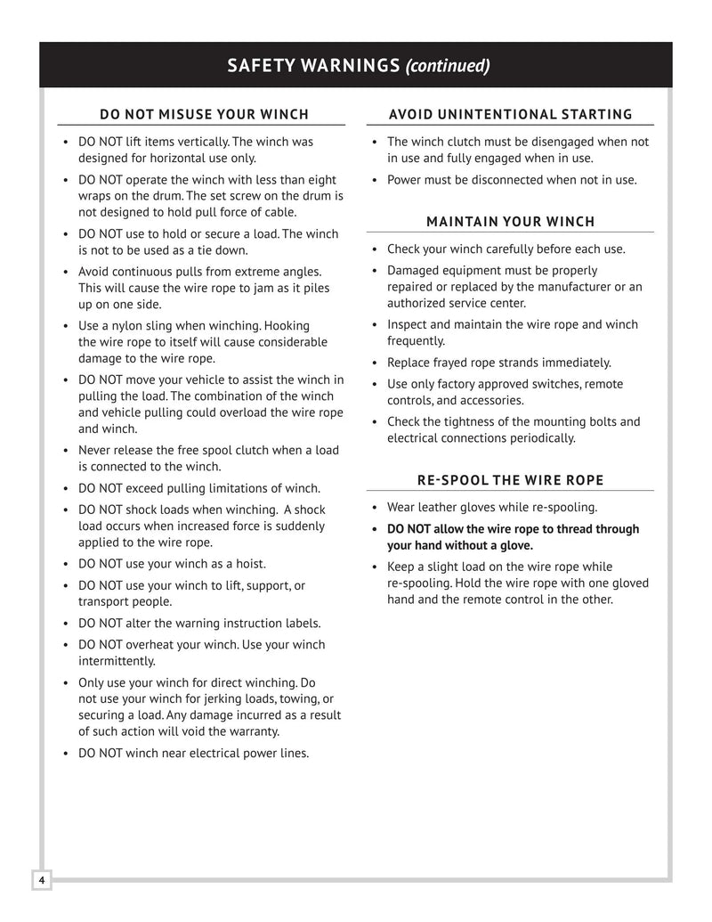 PSHV Series Winch Manual — Page 4