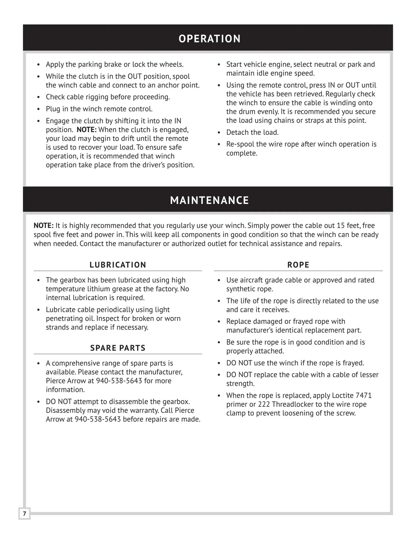 PSHV Series Winch Manual - Page 7