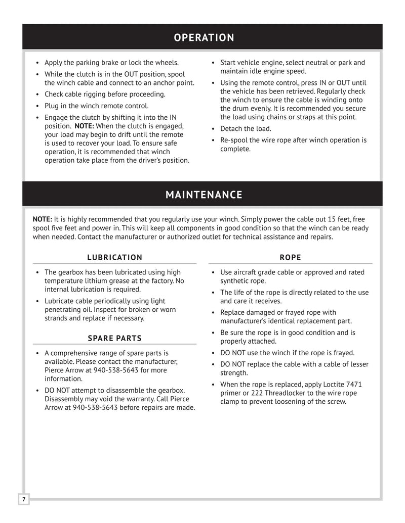 PSHV Series Winch Manual — Page 7