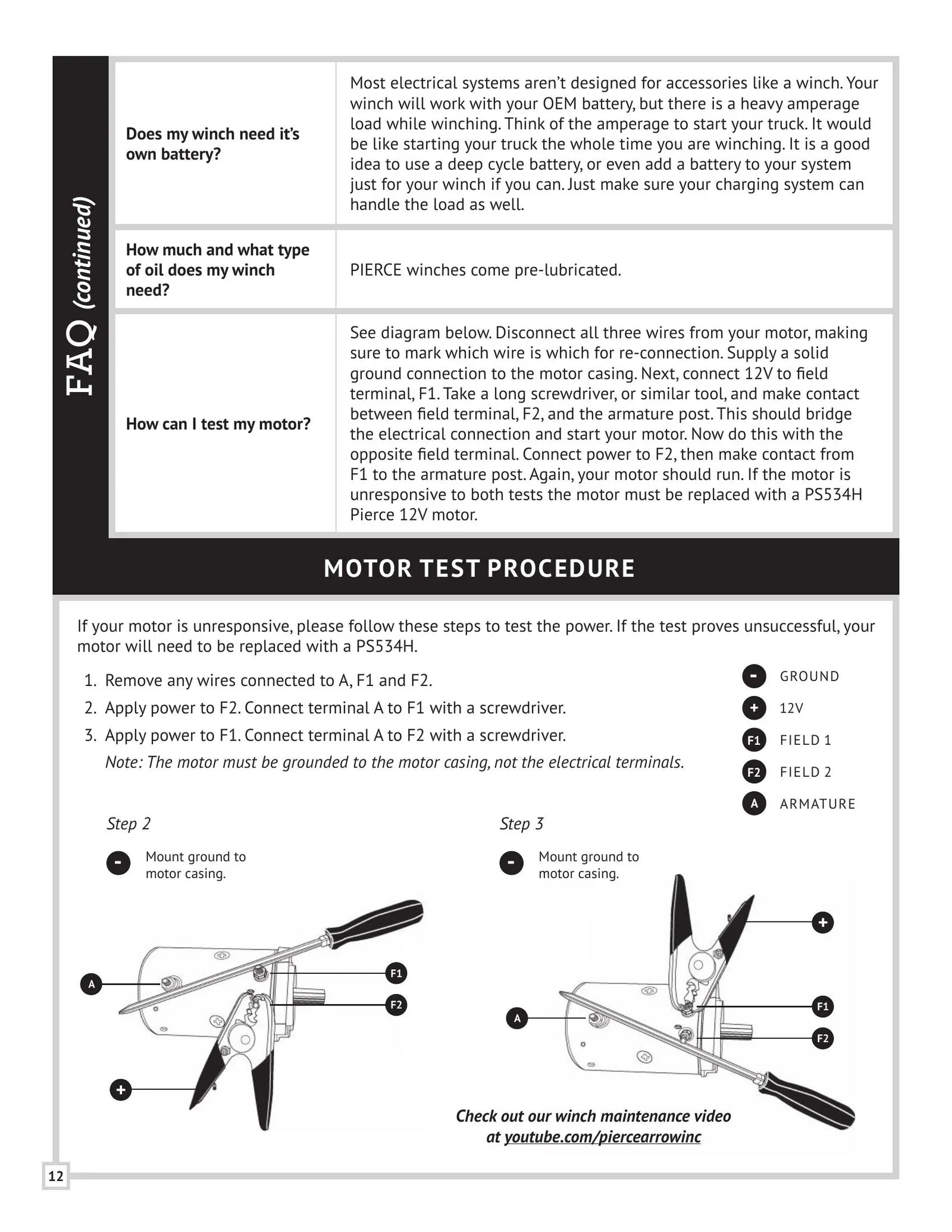PSW654 Series Winch Manual - Page 12