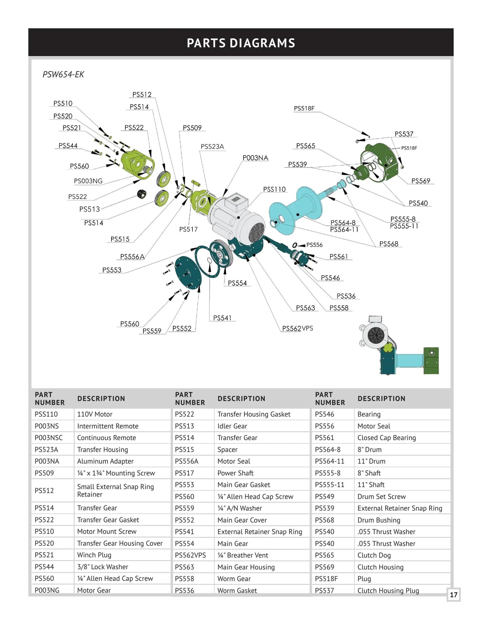 PSW654 Series Winch Manual - Page 17