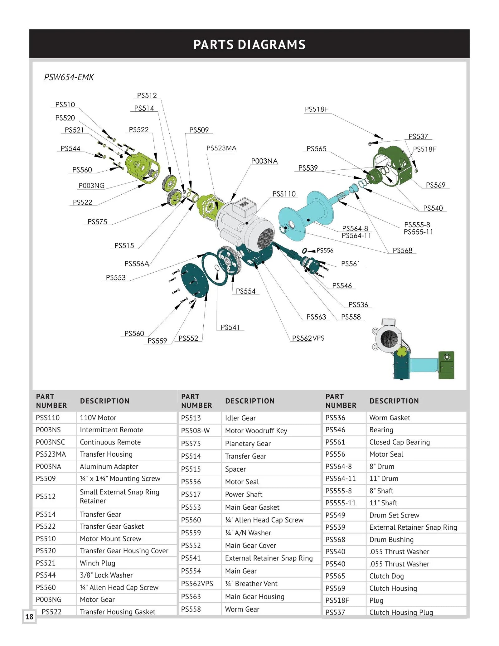 PSW654 Series Winch Manual - Page 18