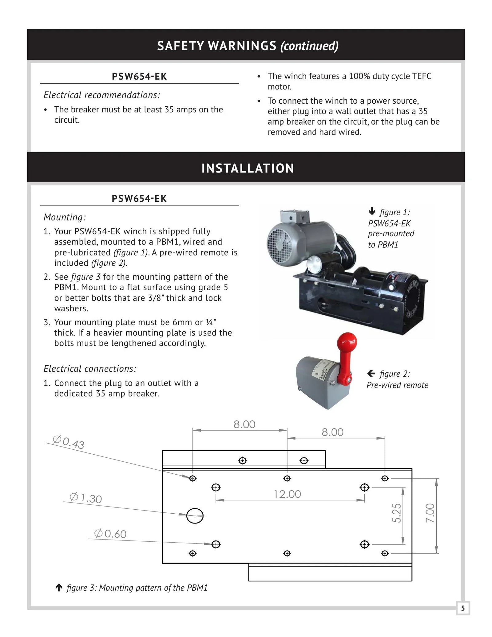 PSW654 Series Winch Manual - Page 5