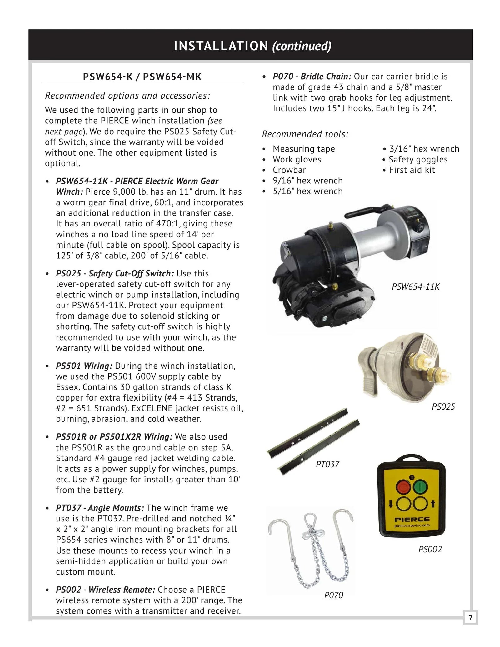 PSW654 Series Winch Manual - Page 7