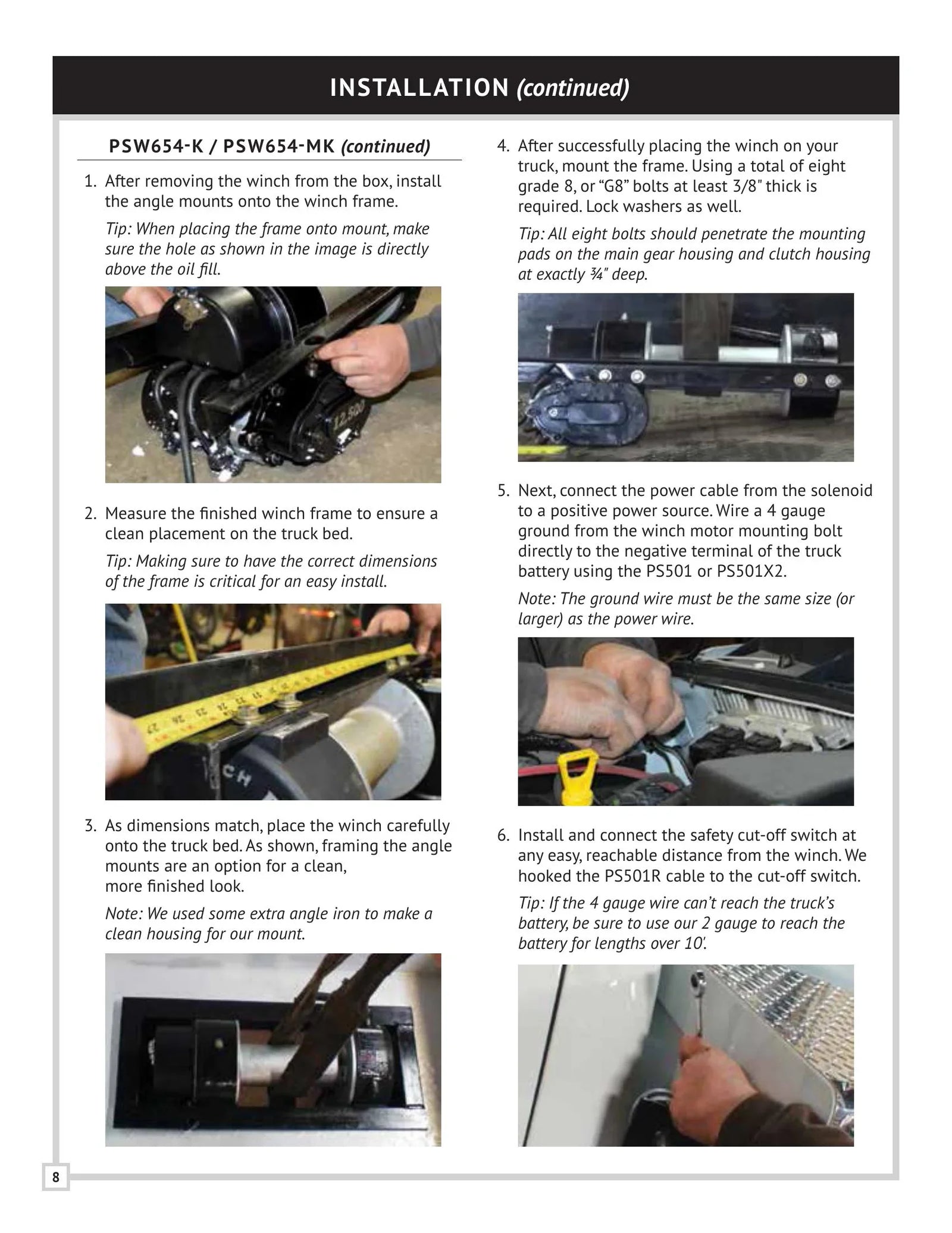 PSW654 Series Winch Manual - Page 8