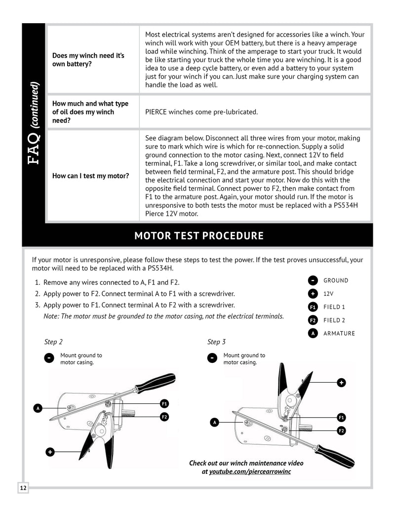 PSW654 Series Winch Manual — Page 12