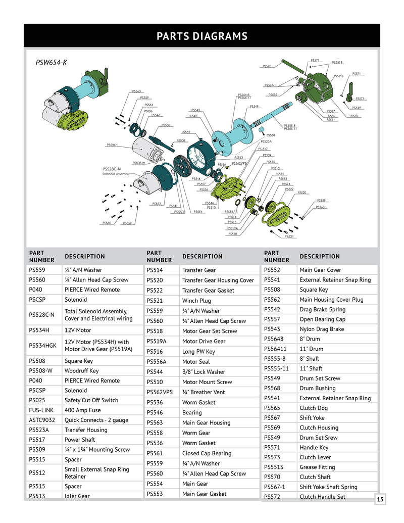 PSW654 Series Winch Manual — Page 15