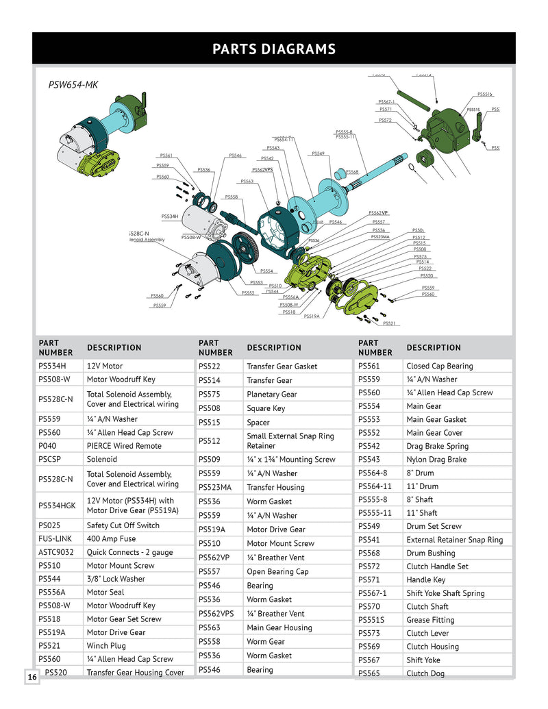 PSW654 Series Winch Manual — Page 16