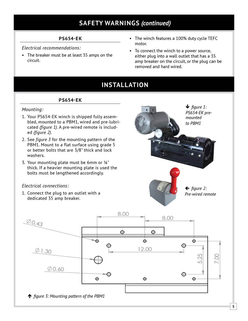 PSW654 Series Winch Manual — Page 5