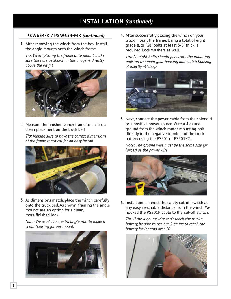 PSW654 Series Winch Manual — Page 8