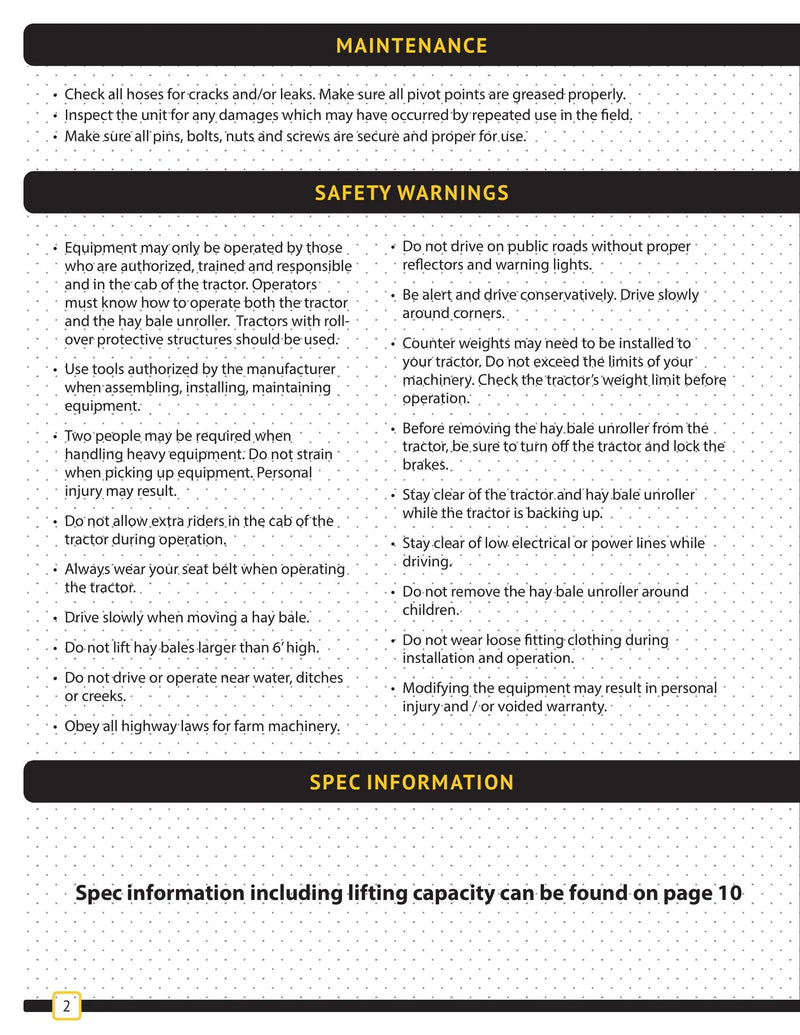 AHBR1 - Bale Unroller Manual — Page 2