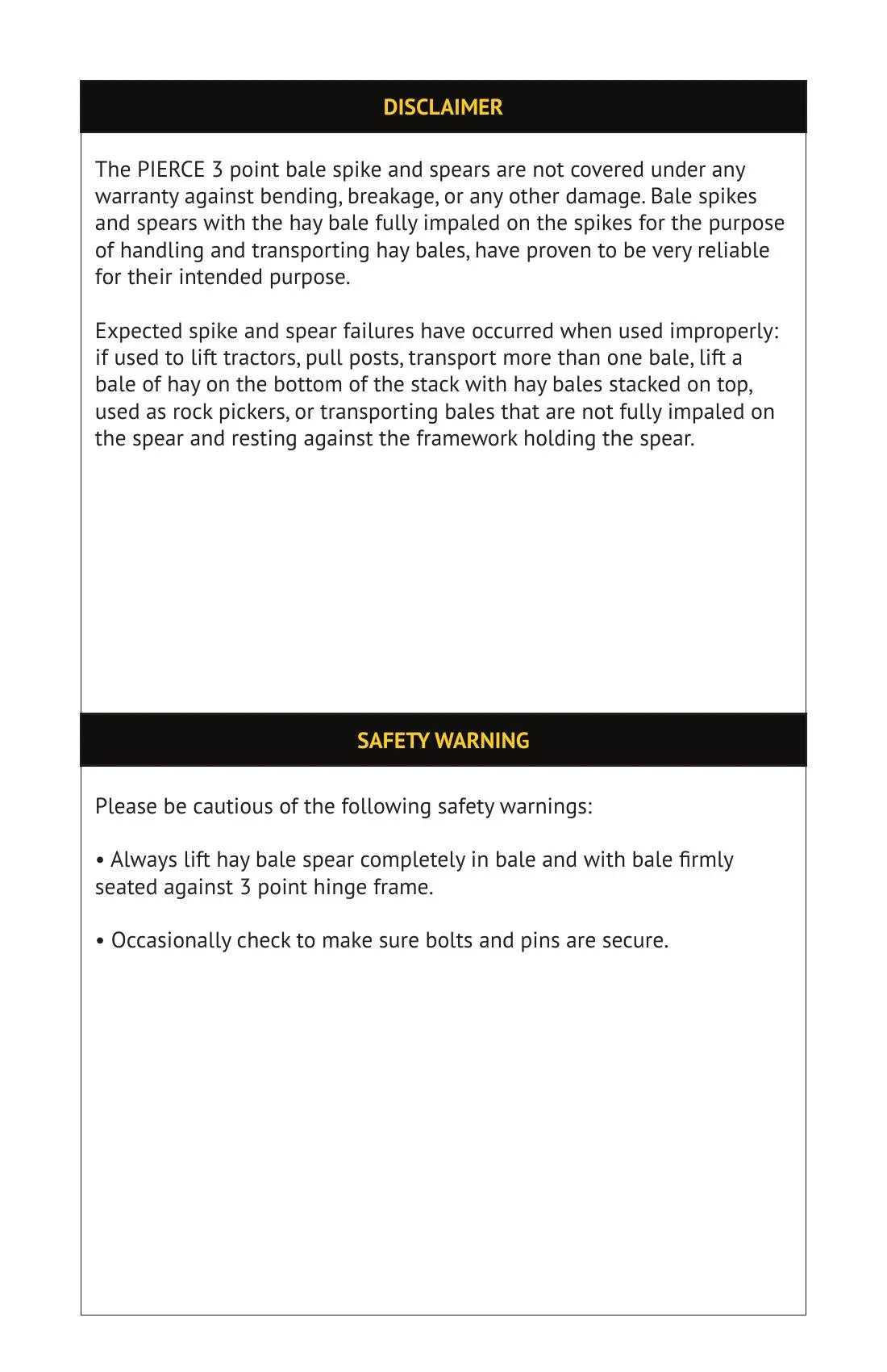 3 Point Bale Spike Manual - Page 2