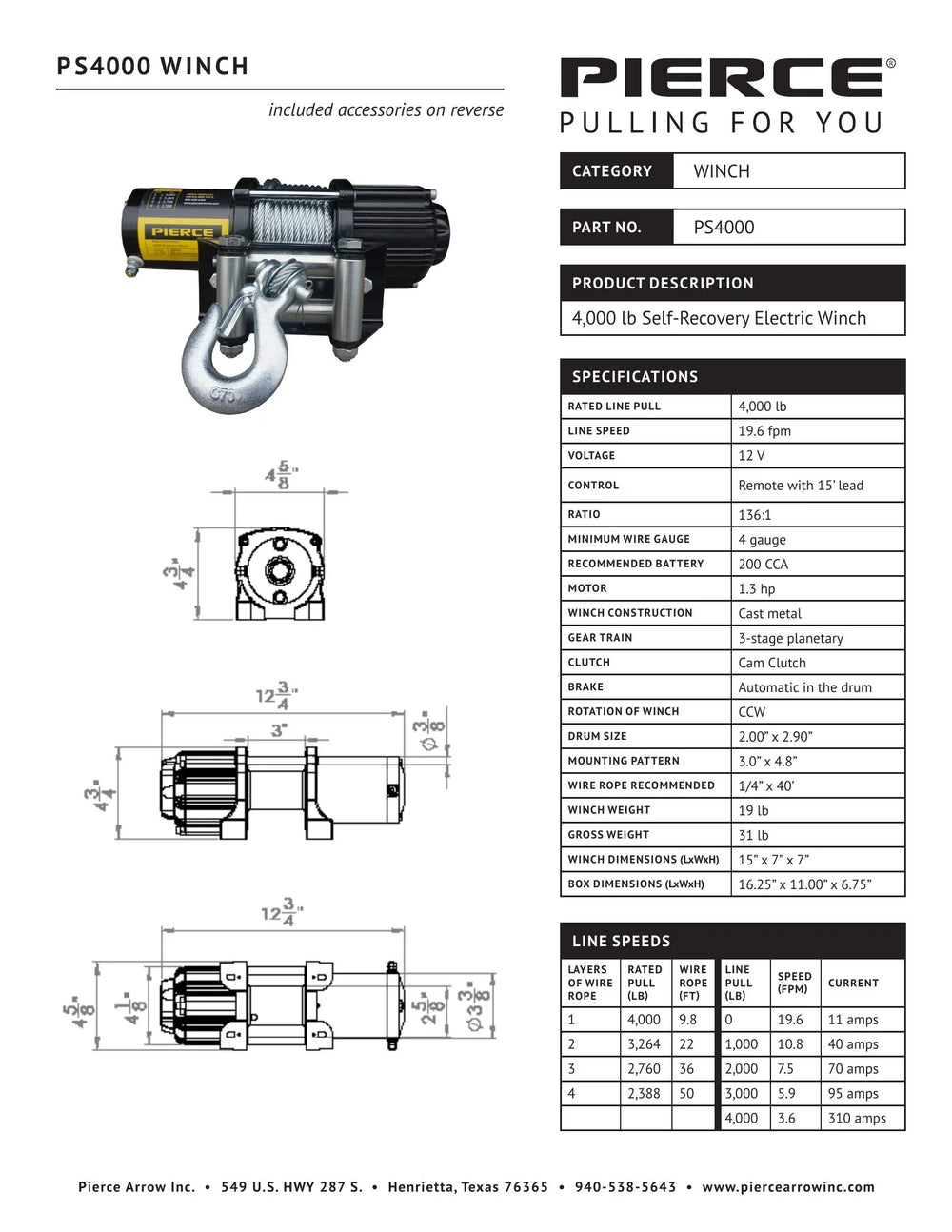 PS4000 Spec Sheet – PIERCE
