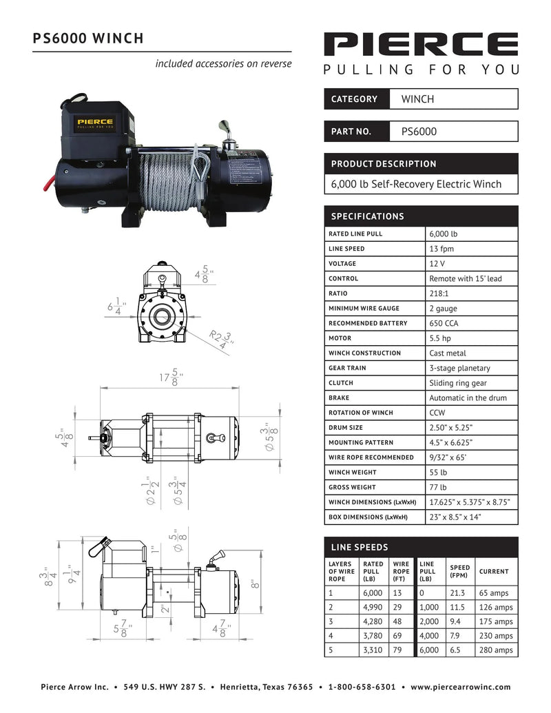 PS6000 Spec Sheet — Page 1