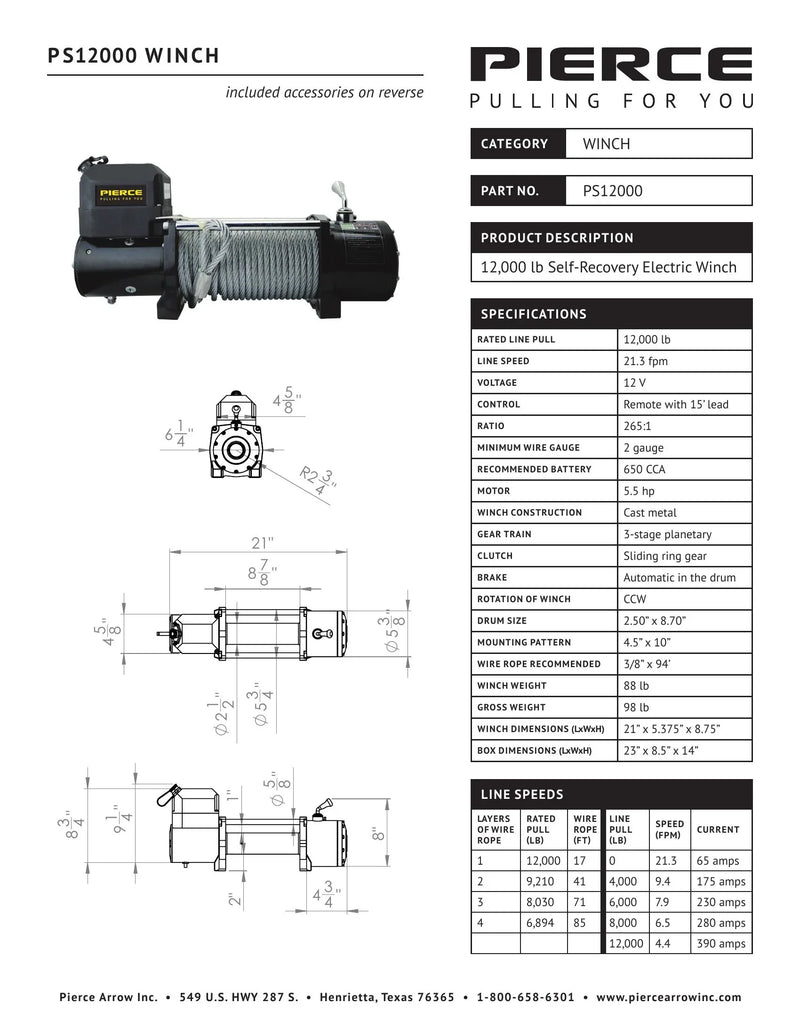 PS12000 Spec Sheet — Page 1
