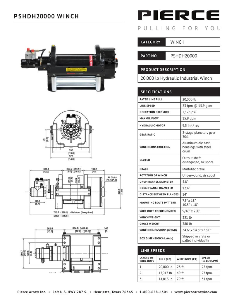 PSHDH20000 Spec Sheet — Page 1