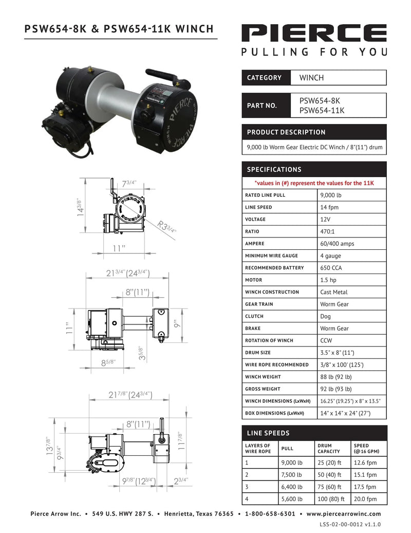 PSW654K Spec Sheet — Page 1