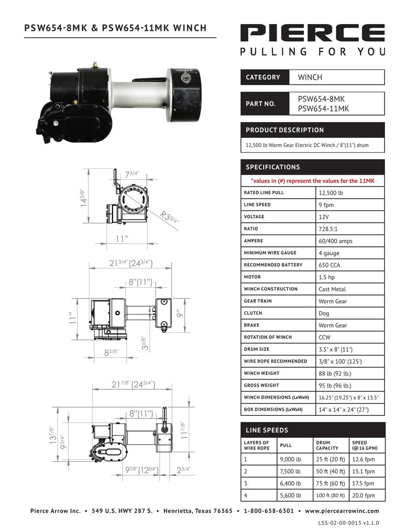 PSW654-MK Spec Sheet — Page 1