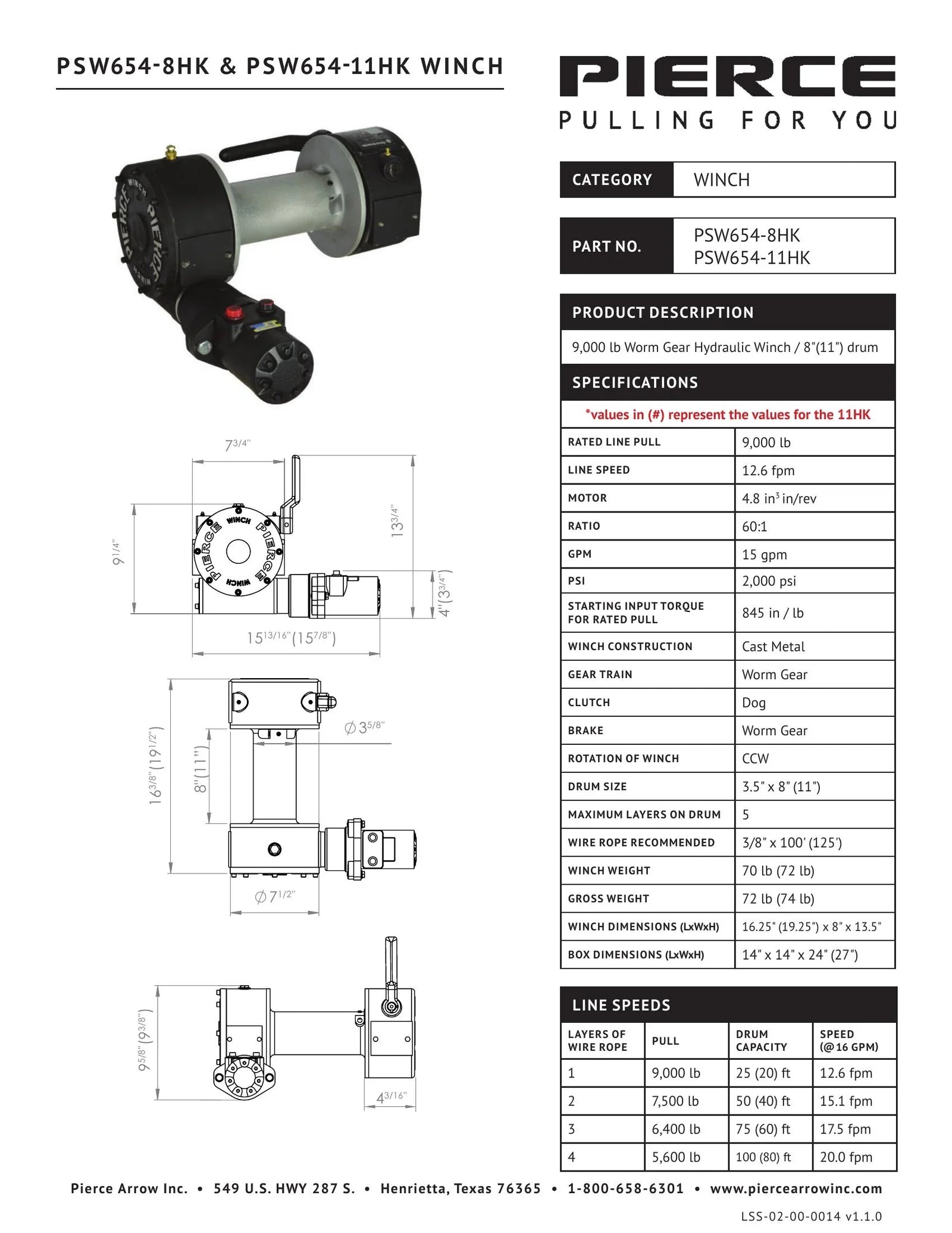 PSW654-HK Spec Sheet - Page 1