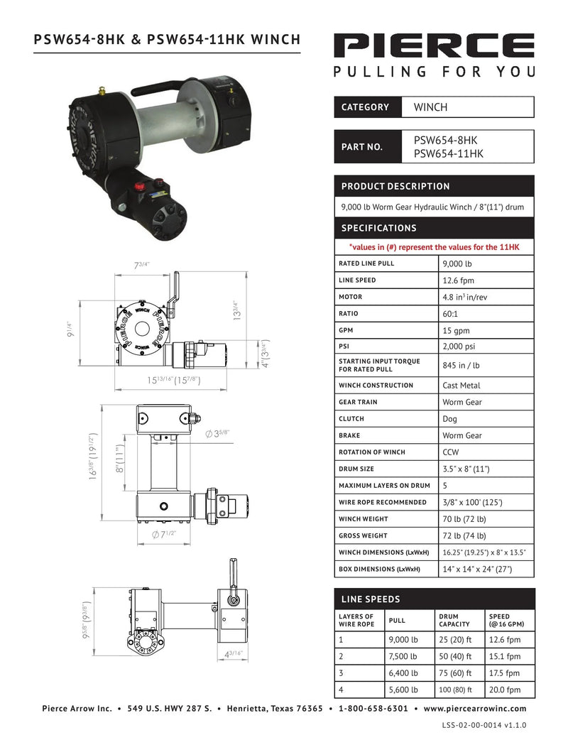 PSW654-HK Spec Sheet — Page 1