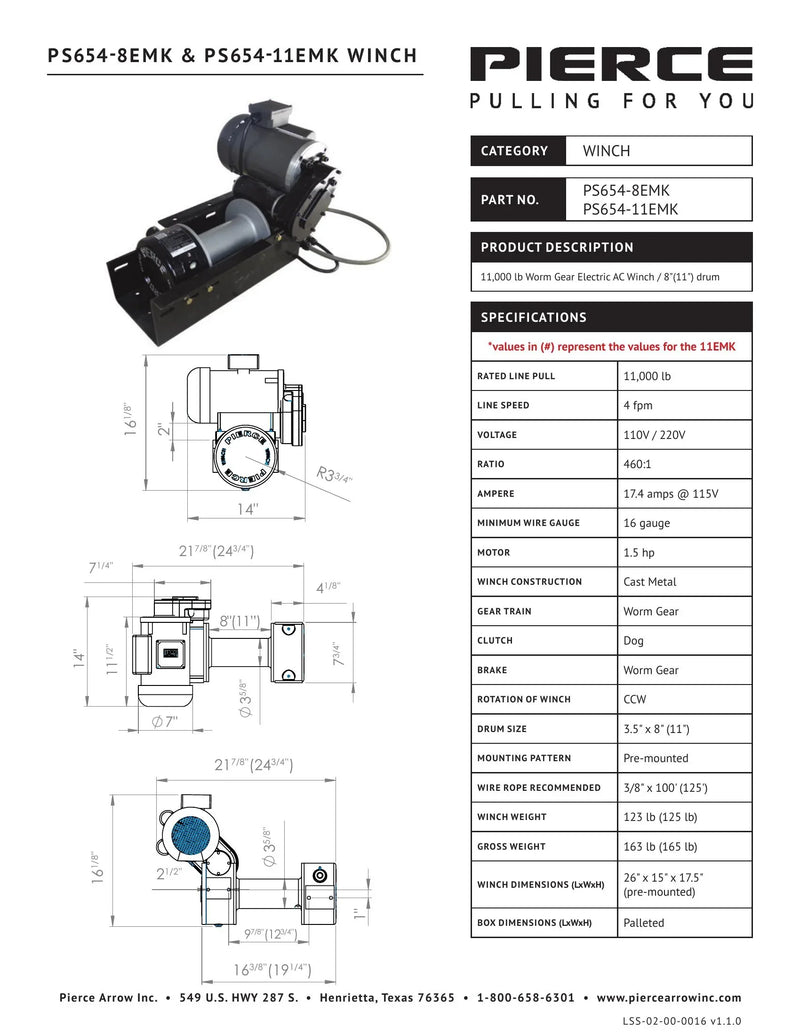 PSW654-EMK Spec Sheet — Page 1