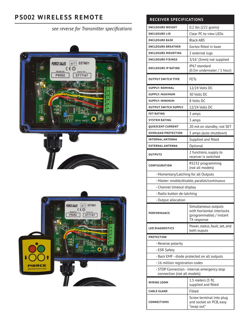 PS002 Spec Sheet — Page 2