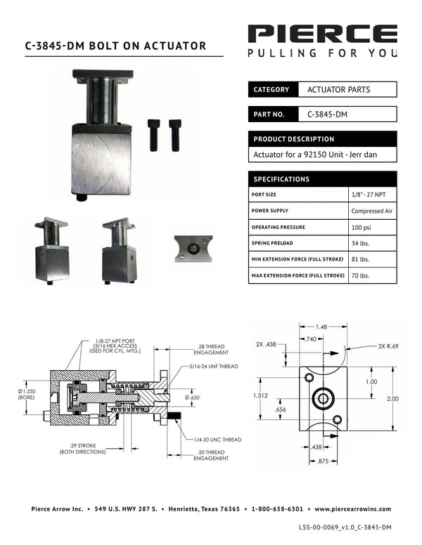 C-3845-DM Bolt-on Actuator Spec Sheet – PIERCE