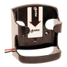The sleek Lodar LTD Locator with Sensor for Lodar Transmitter is a wall-mounted remote holder made of black plastic. It features a white label with a striking downward red arrow, making it ideal for IP series remotes and perfect for loss prevention.