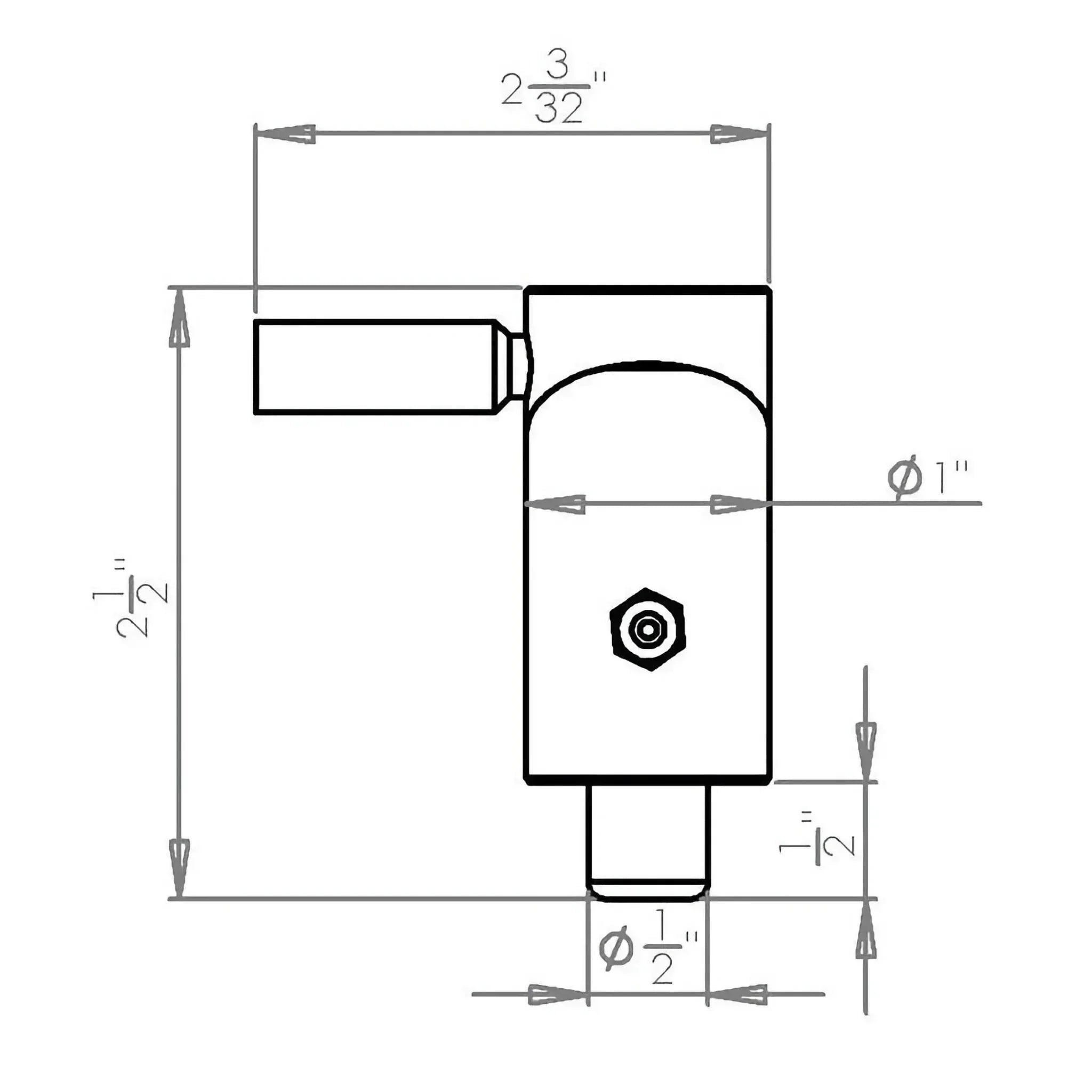 Technical drawing of the PIERCE ½" Twist Lock Plunger Latch shows labeled dimensions in inches, diameter symbols, and plunger pin details.