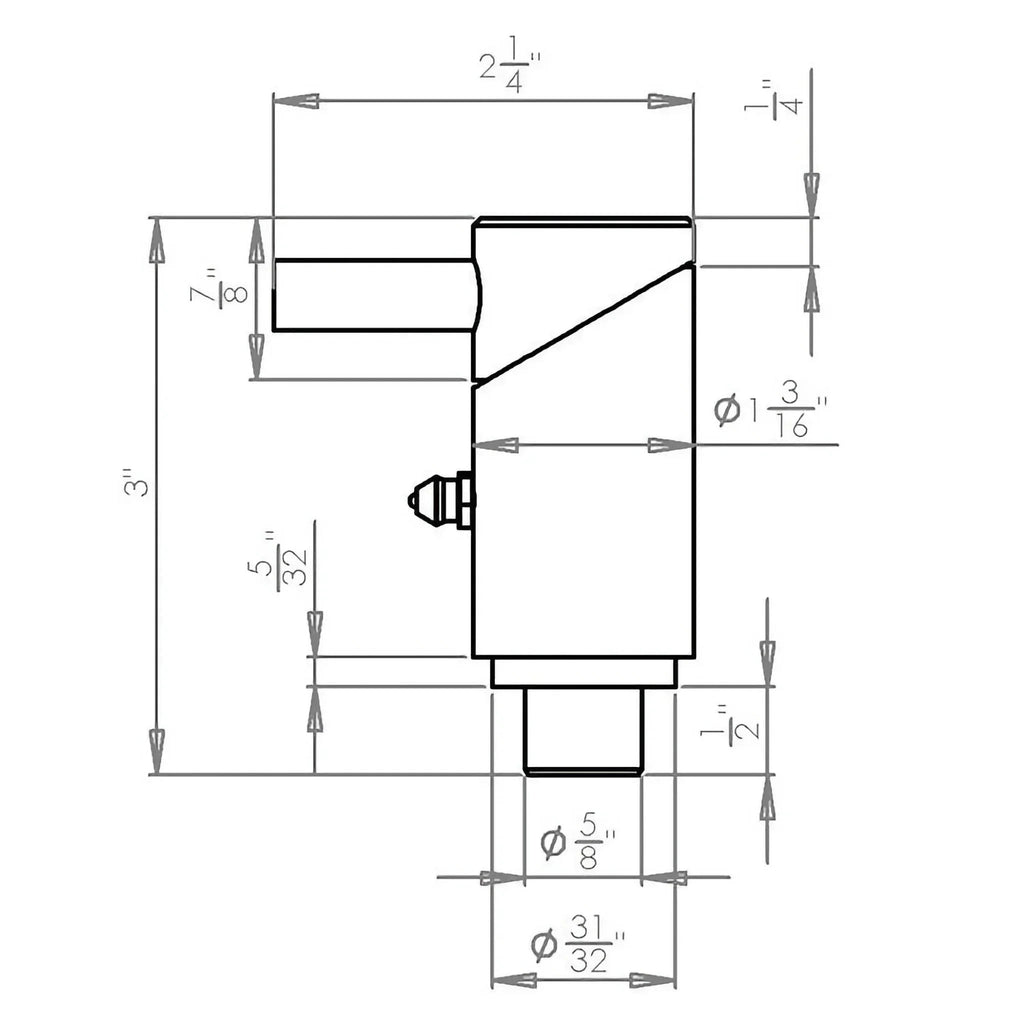 Technical drawing of the PIERCE ⅝" Twist Lock Plunger Latch with detailed inch dimensions and annotations.