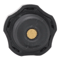 ¾" Breather Plug by Bucher Hydraulics, Inc., designed for Bucher & Monarch Pumps, features a black plastic cap with a gold mesh center that provides splash protection for hydraulic reservoirs.