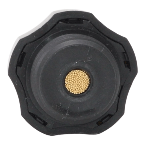 ¾" Breather Plug by Bucher Hydraulics, Inc., designed for Bucher & Monarch Pumps, features a black plastic cap with a gold mesh center that provides splash protection for hydraulic reservoirs.