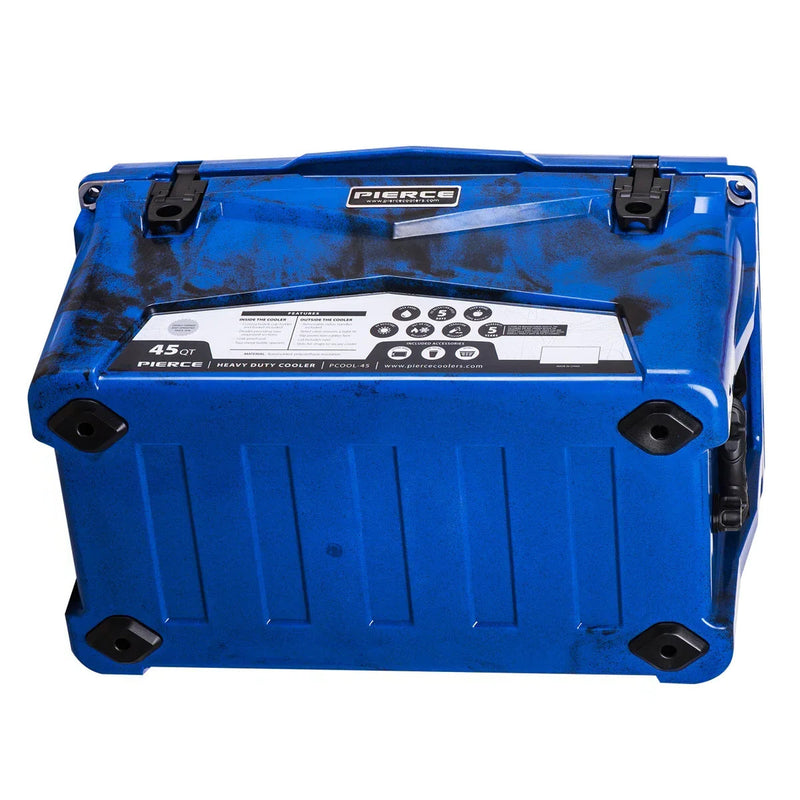The PIERCE 45 Quart Camo Cooler by PIERCE offers roto-molded durability and rugged camo style, built to withstand tough conditions and keep your items cool wherever you go.