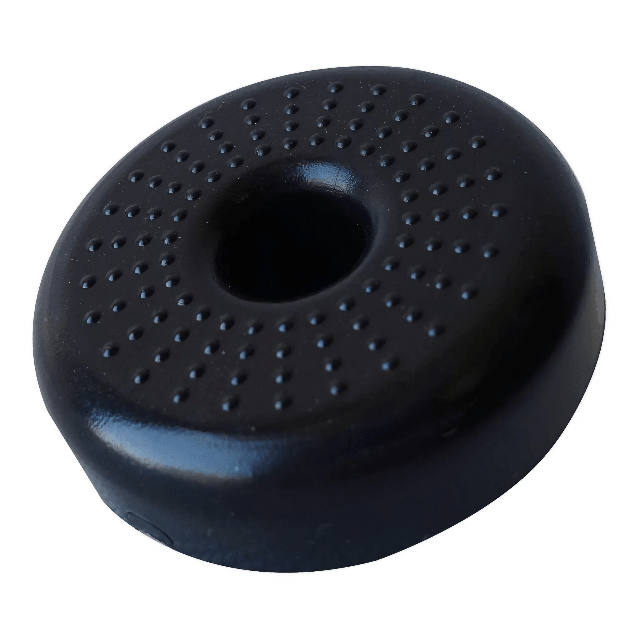 PIERCE Coolers | Foot, a black rubber pad featuring a round shape, a textured dotted surface, and a central hole, isolated on a white background.