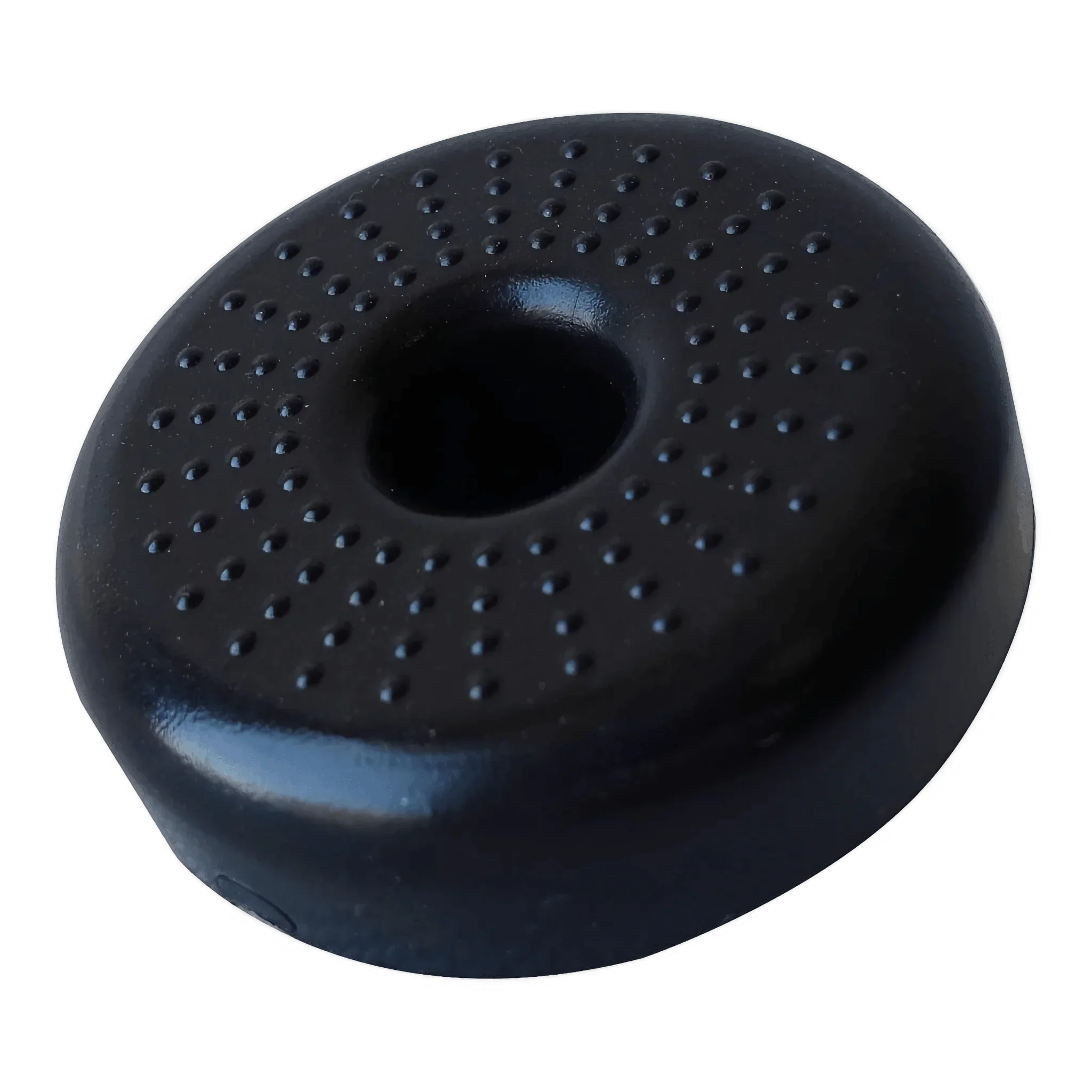 The PIERCE Coolers | Foot is a black, round, donut-shaped item featuring small raised bumps on its top surface.