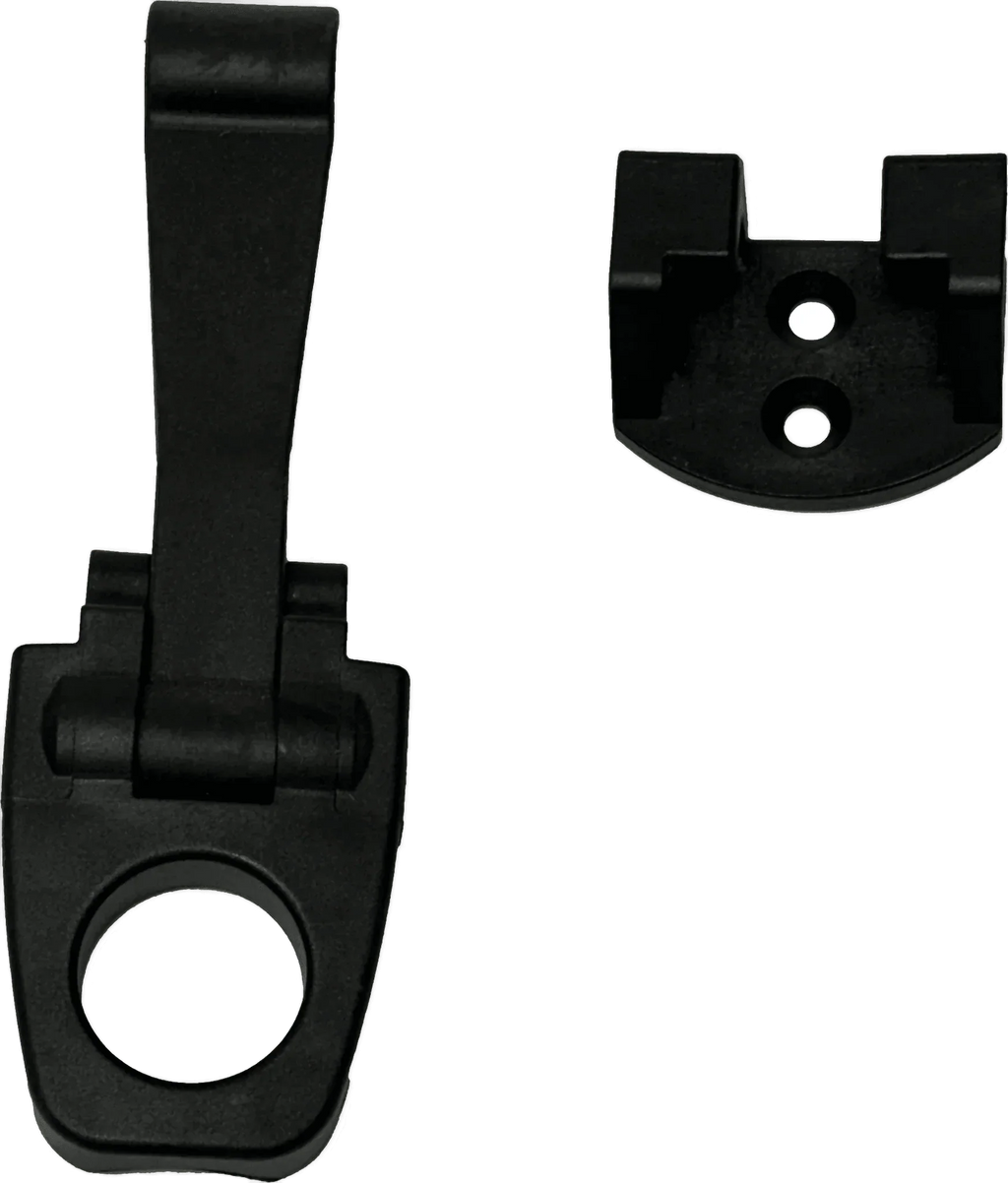 PIERCE Coolers Latch Long Version 2 features a black plastic wall clip with a hinged latch and separate mounting bracket, shown on a white background.