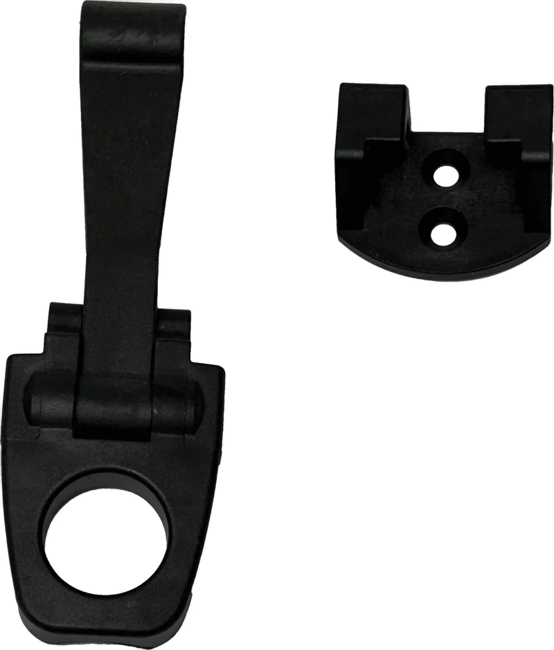 PIERCE Coolers Latch Long Version 2 features a black plastic wall clip with a hinged latch and separate mounting bracket, shown on a white background.