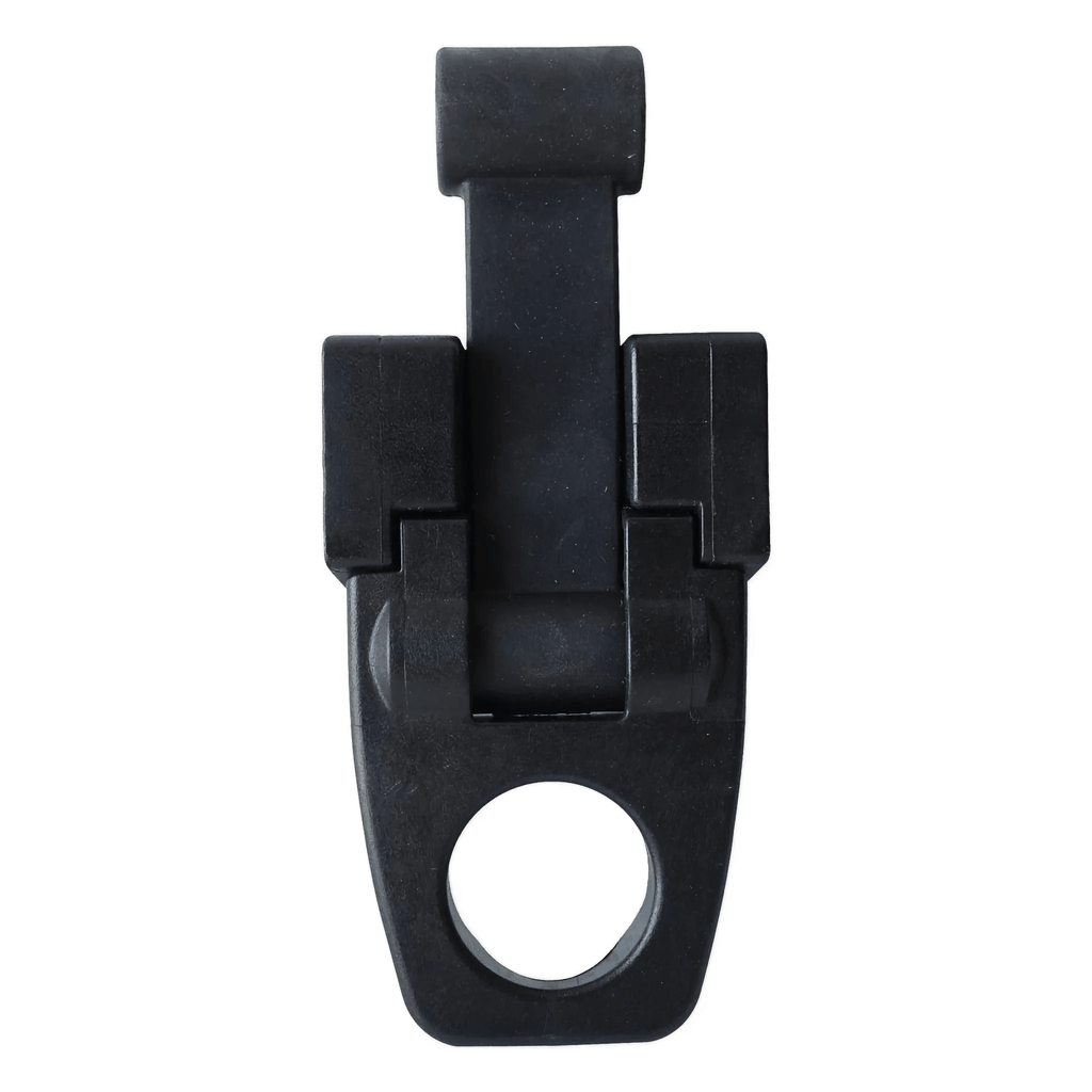 The PIERCE Coolers Latch Version 2 is a black plastic latch with a circular hole at the bottom, shown from above on a white background.