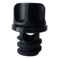 The PIERCE Coolers Plug Version 2 is a black plastic stopper featuring a ridged base and square top, shown isolated on a white background.
