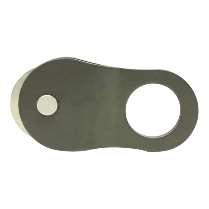 The PIERCE Snatch Block | WLL 10,000 lbs inspires this durable metal webcam privacy cover, featuring a sliding mechanism and lens hole.