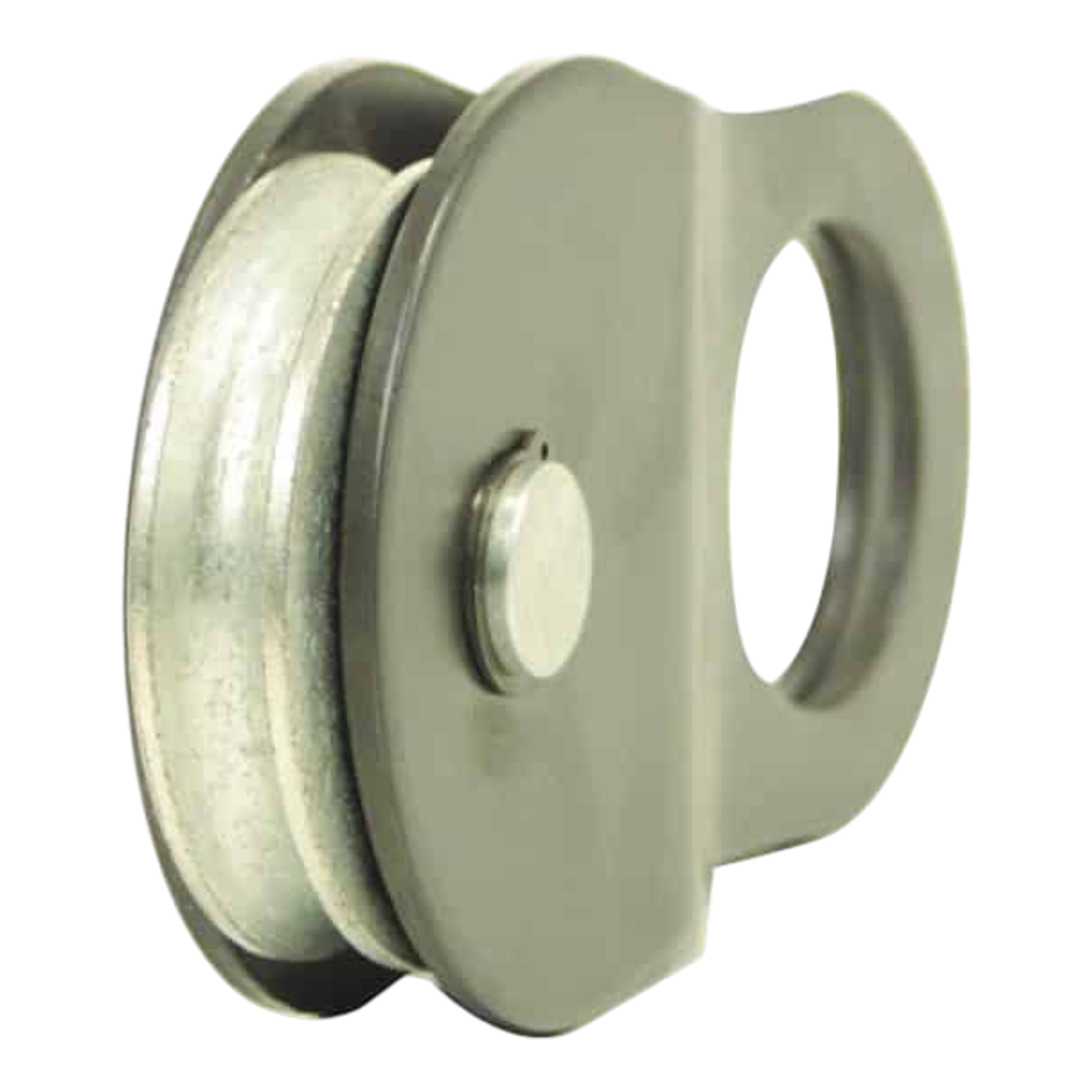 The Snatch Block | WLL 10,000 lbs by PIERCE features a metal pulley with a circular opening and a single wheel encased in a flat, rounded frame. This robust design includes a working load limit that guarantees dependable performance, making it an essential tool for heavy-duty tasks.