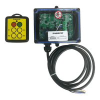 The Lodar LTD 4 Function Wireless Remote Control System features a remote and wired controller with labeled buttons and exposed circuit board, ideal for use in trailer control systems or 12/24V work truck applications.